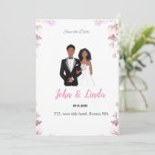 Datum speichern, Hochzeit, schwarzes Paar,  Save The Date (Stehend Vorderseite)