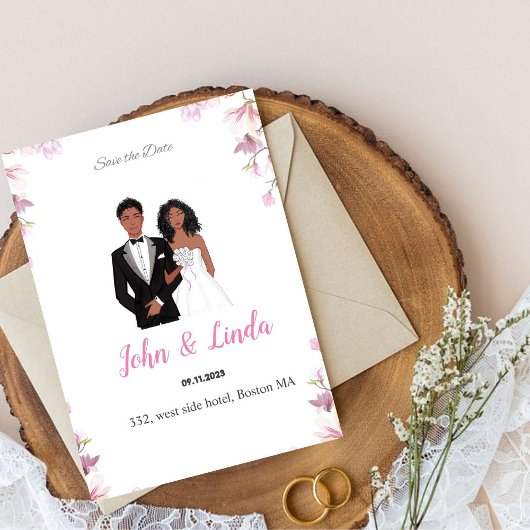 Datum speichern, Hochzeit, schwarzes Paar,  Save The Date