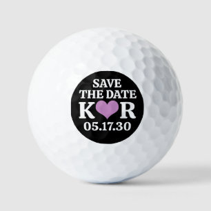 DATUM SPEICHERN Lila Herz MONOGRAMM Schwarzer Hint Golfball