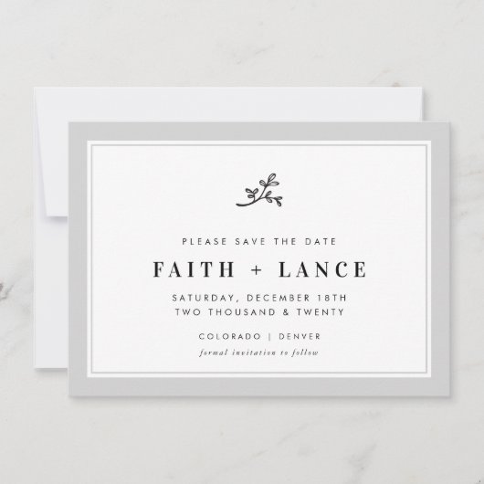 DATUM SPEICHERN modern sprig einfache Grenze weich Save The Date (Vorderseite)