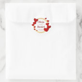 Datum speichern, Personalisierte Hochzeit Rote Her Runder Aufkleber (Tasche)
