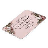 Datum Speichern - Rosa Rosen & Tauben Hochzeit Magnet (Linke Seite)
