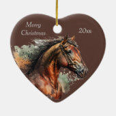 Datum und Name Weihnachtspferd Keramik Ornament (Hinten)