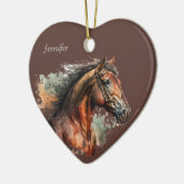 Datum und Name Weihnachtspferd Keramik Ornament (Links)