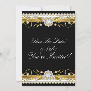 Datum vormerken Diamant Gold Schwarz Alle Anlässe Save The Date