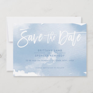 DATUM VORMERKEN elegante, gedämpfte, blasse Blauma Save The Date