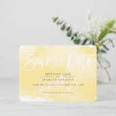 DATUM VORMERKEN elegante, gedämpfte gelbe Wasserfa Save The Date (Stehend Vorderseite)