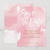 DATUM VORMERKEN elegante, gemalte, blassrosa Wasse Save The Date (Vorne/Hinten)