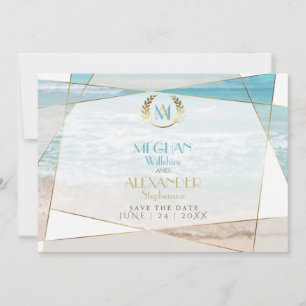 Datum vormerken   Moderne geometrische Strand-Mono Save The Date