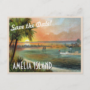 Datum vormerken Vintage Amelia Island Florida Postkarte