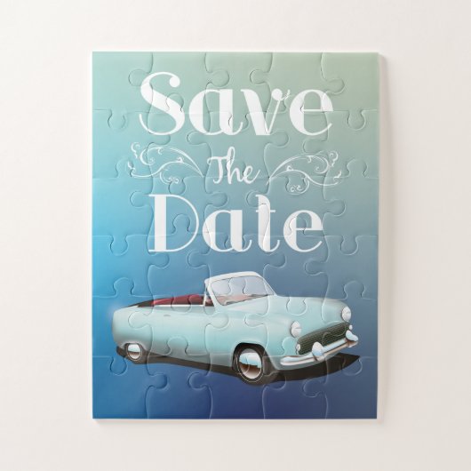 Datum vormerken Vintage Oldtimer Puzzle (Vertikal)