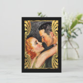 Datum vormerken Vintage Paar Schwarz Save The Date (Stehend Vorderseite)