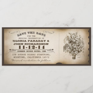 Datum vormerken vintage Ticket Postkarten