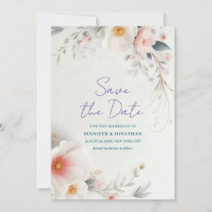Datum Wasserfarbe Floral Handschrift-Skript speich Save The Date