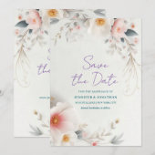 Datum Wasserfarbe Floral Handschrift-Skript speich Save The Date (Vorne/Hinten)