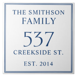 Datum "Weiß & Blau": Anschrift House Plaque Fliese