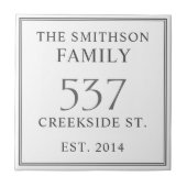 Datum "Weiß & Grau": Anschrift House Plaque Fliese (Vorderseite)
