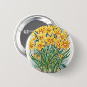 Datums-uAwg-Blumen-Narzissengelb Vintag Button (Vorne & Hinten)
