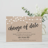 Datumsänderung, String-Lichter, Announcement-Karte Einladung (Stehend Vorderseite)
