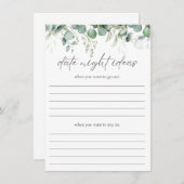 Datumsangaben Eukalyptus-Brautparty einfügen Begleitkarte (Vorne/Hinten)