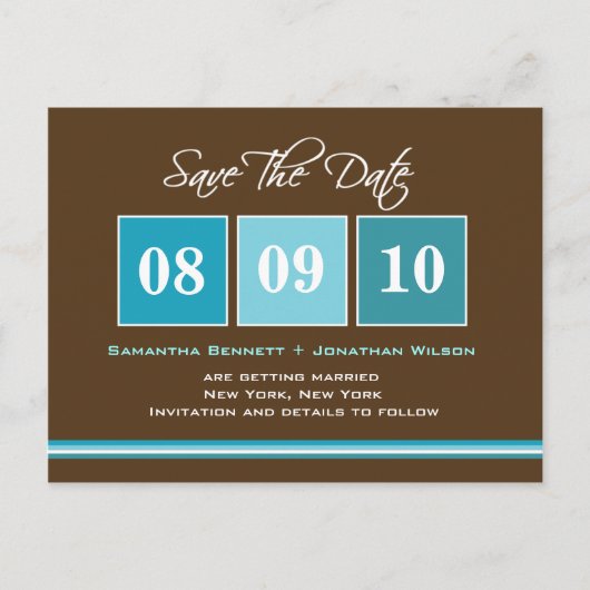 Datumsblöcke - Türkis Ankündigungspostkarte (Vorderseite)