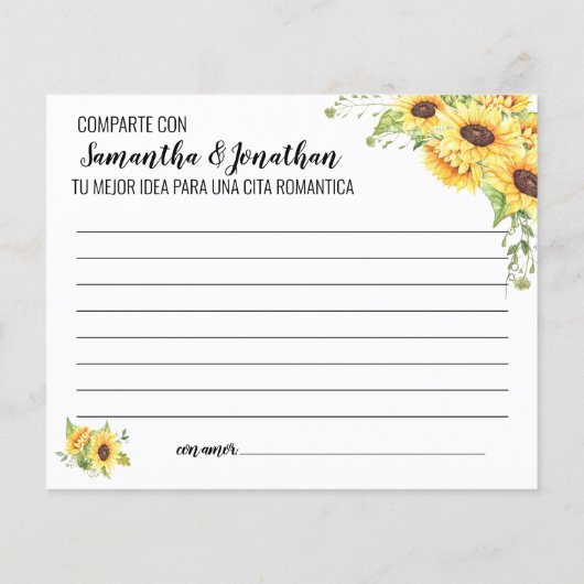 Datumsinformation Brautparty Englisch Spanisch (Rückseite)