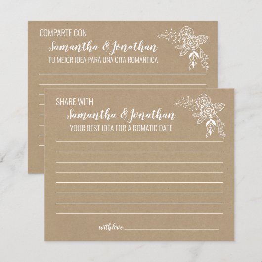 Datumsinformation Brautparty Englisch Spanisch (Vorne/Hinten)