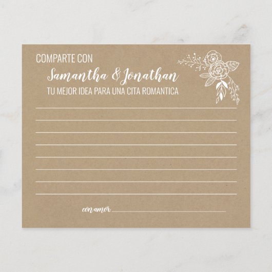 Datumsinformation Brautparty Englisch Spanisch (Rückseite)