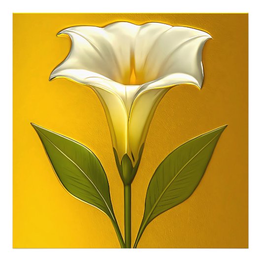 Datura (Stechapfel) – Botanischer Metall Kontrast Fotodruck (Vorne)