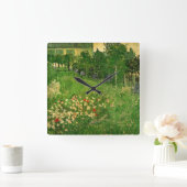 Daubigny's Garden von Vincent van Gogh, Le Jardin Quadratische Wanduhr (Zuhause)