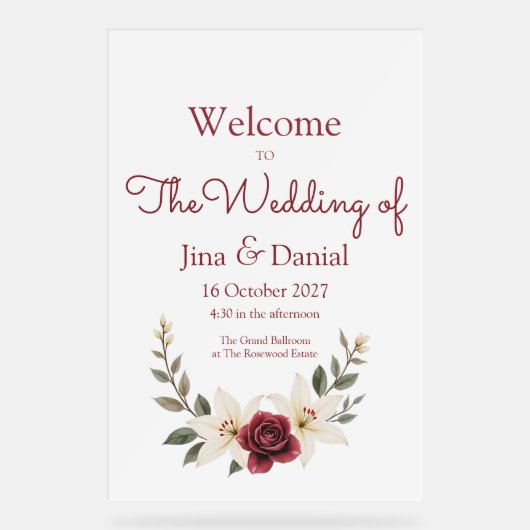 Dauerhafte Liebe Acrylschild (Vorderseite)