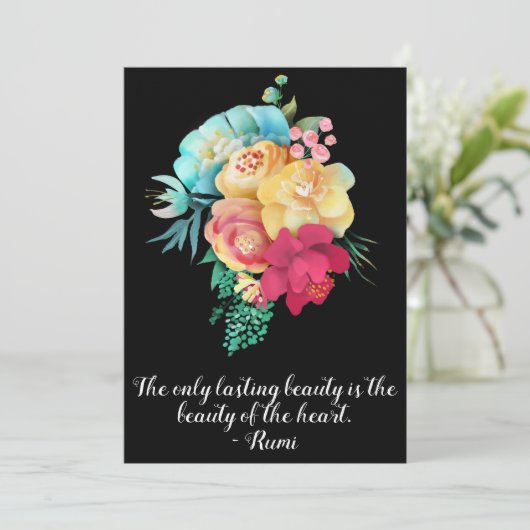 Dauerhafte Liebe Bouquet Rumi Quote Karte (Stehend Vorderseite)