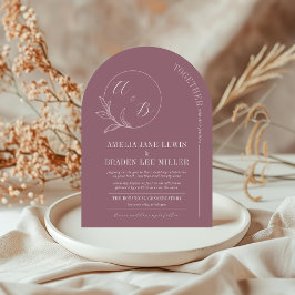 Dauerhafte Liebe | Deep Mauve Arch Wedding Einladu Einladung