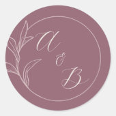 Dauerhafte Liebe | Deep Mauve | Einladung zur Hoch Runder Aufkleber (Vorderseite)