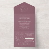 Dauerhafte Liebe | Deep Mauve Wreath Wedding All In One Einladung (Innen)