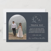 Dauerhafte Liebe | Tiefblau | Hochzeit Dankeskarte (Vorderseite)