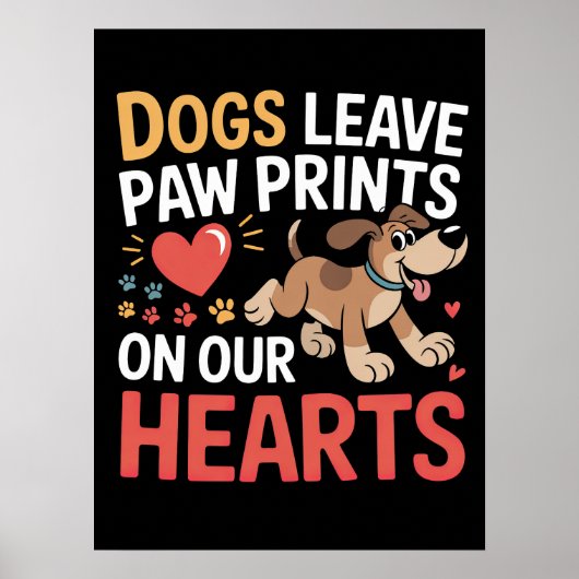 Dauernde Paw Prints auf Herz Poster (Vorne)