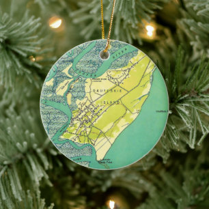 Daufuskie Island SC Karte  Keramik Ornament