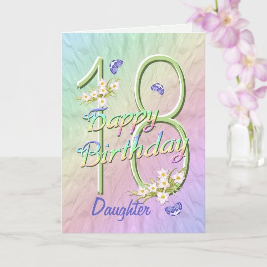 Daughter 18. Geburtstag Butterfly Garden Card Karte (Orchidee)