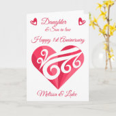 Daughter 1. Hochzeit Jubiläum rosa Herz Karte (Gelbe Blume)