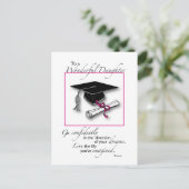 Daughter Abschluss Pink Black Postkarte (Stehend Vorderseite)