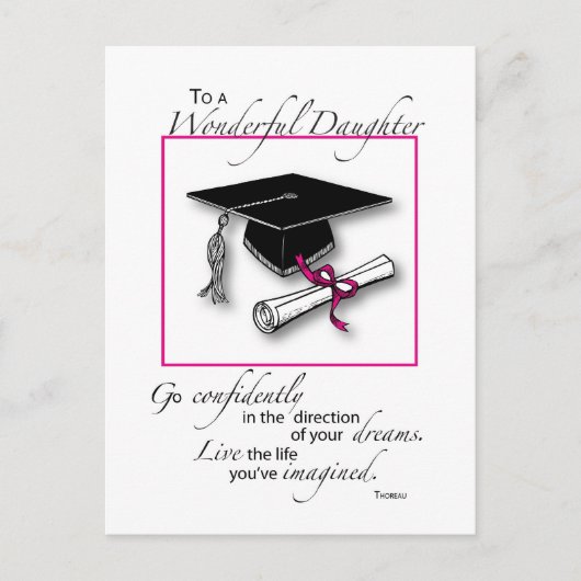 Daughter Abschluss Pink Black Postkarte (Vorderseite)