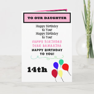 Daughter Birthday Balloons Cupcakes NAME Karte
