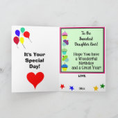 Daughter Birthday Balloons Cupcakes NAME Karte (Innenseite)