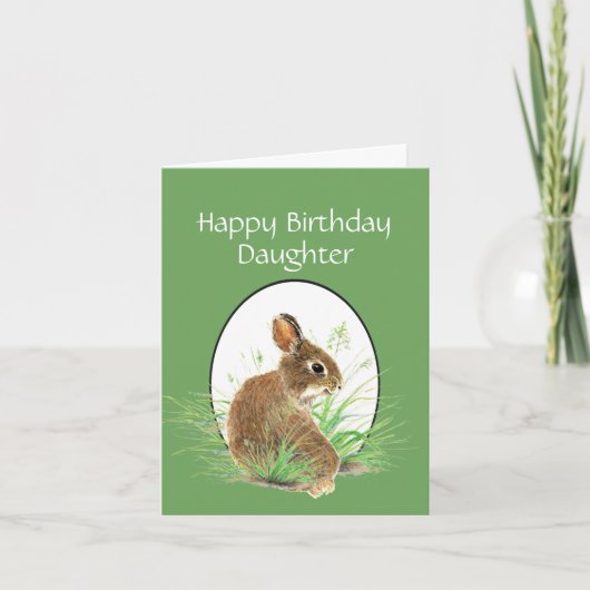 Daughter Birthday Bunny Love Mom or Dad Karte (Vorderseite)