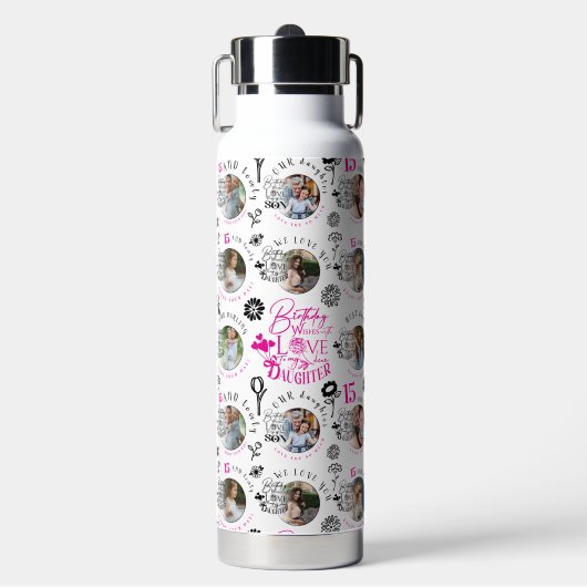 Daughter Birthday Custom Photo Trinkflasche (Vorderseite)