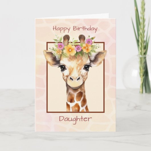 Daughter Birthday Sweet Safari Jungle Giraffe Karte (Vorderseite)