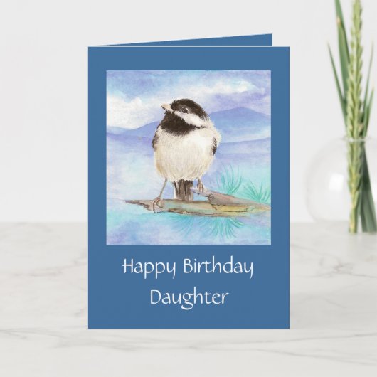 Daughter Birthday Watercolor Chickadecard Karte (Vorderseite)