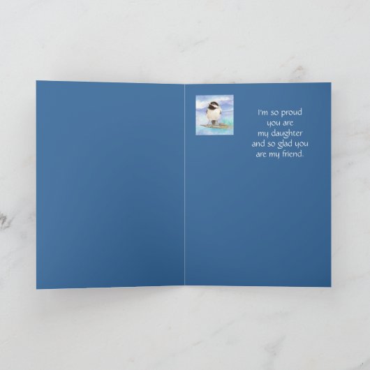 Daughter Birthday Watercolor Chickadecard Karte (Innenseite)