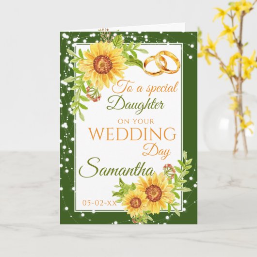 Daughter Bride Wedding Day Sonnenblume Karte (Gelbe Blume)